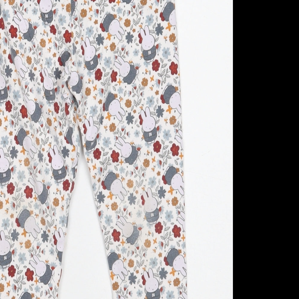NEXT Girls White Floral  Sweatpants Trousers Size 5-6 Years - Miffy