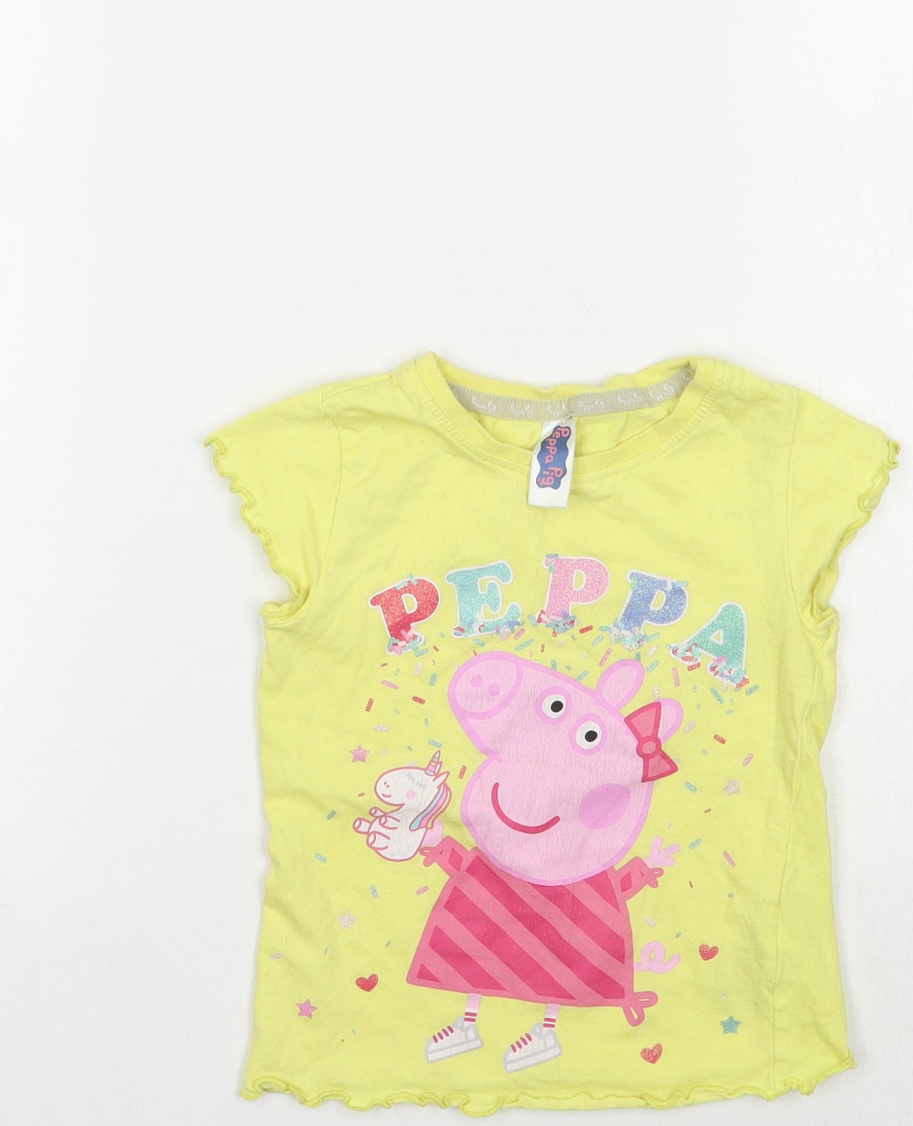 Peppa Pig Girls Yellow   Basic T-Shirt Size 18-24 Months