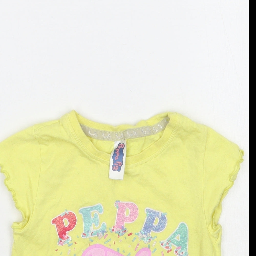 Peppa Pig Girls Yellow   Basic T-Shirt Size 18-24 Months