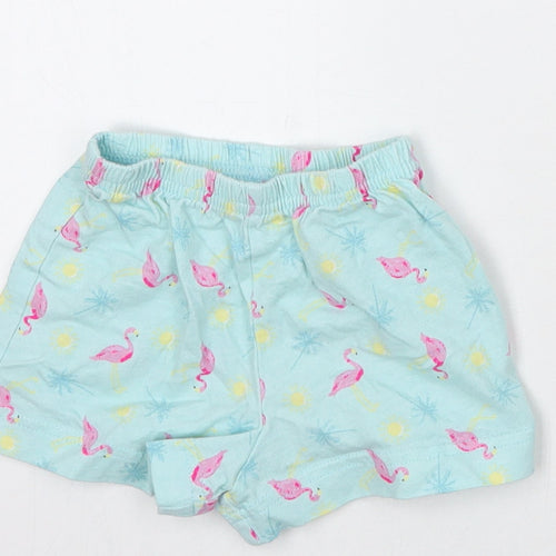 Matalan Girls Blue Geometric  Cropped Trousers Size 9 Months