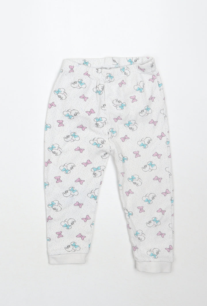 George Girls White Polka Dot  Sweatpants Trousers Size 18 Months