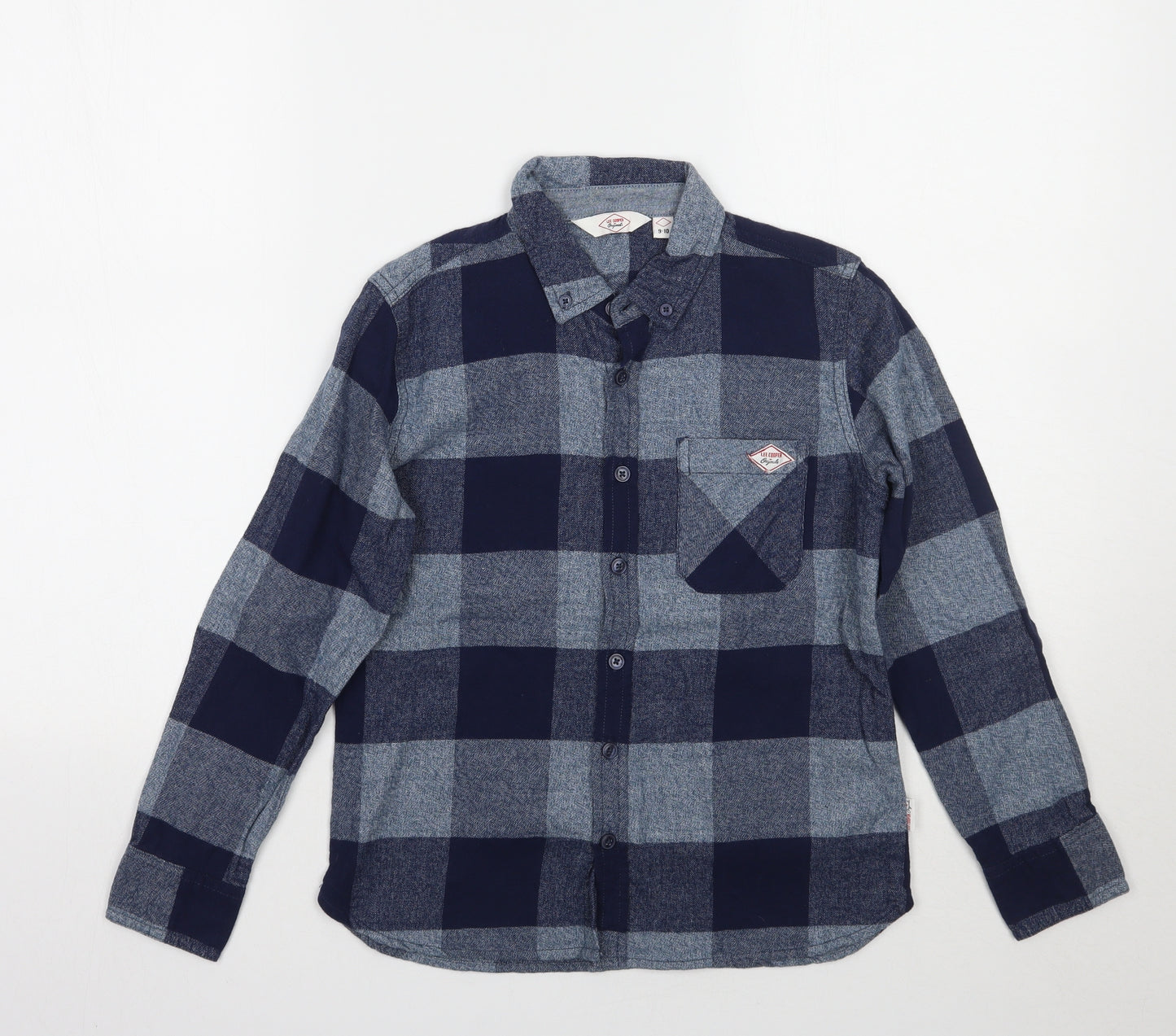 Lee Cooper Boys Blue Check  Basic Button-Up Size 9-10 Years