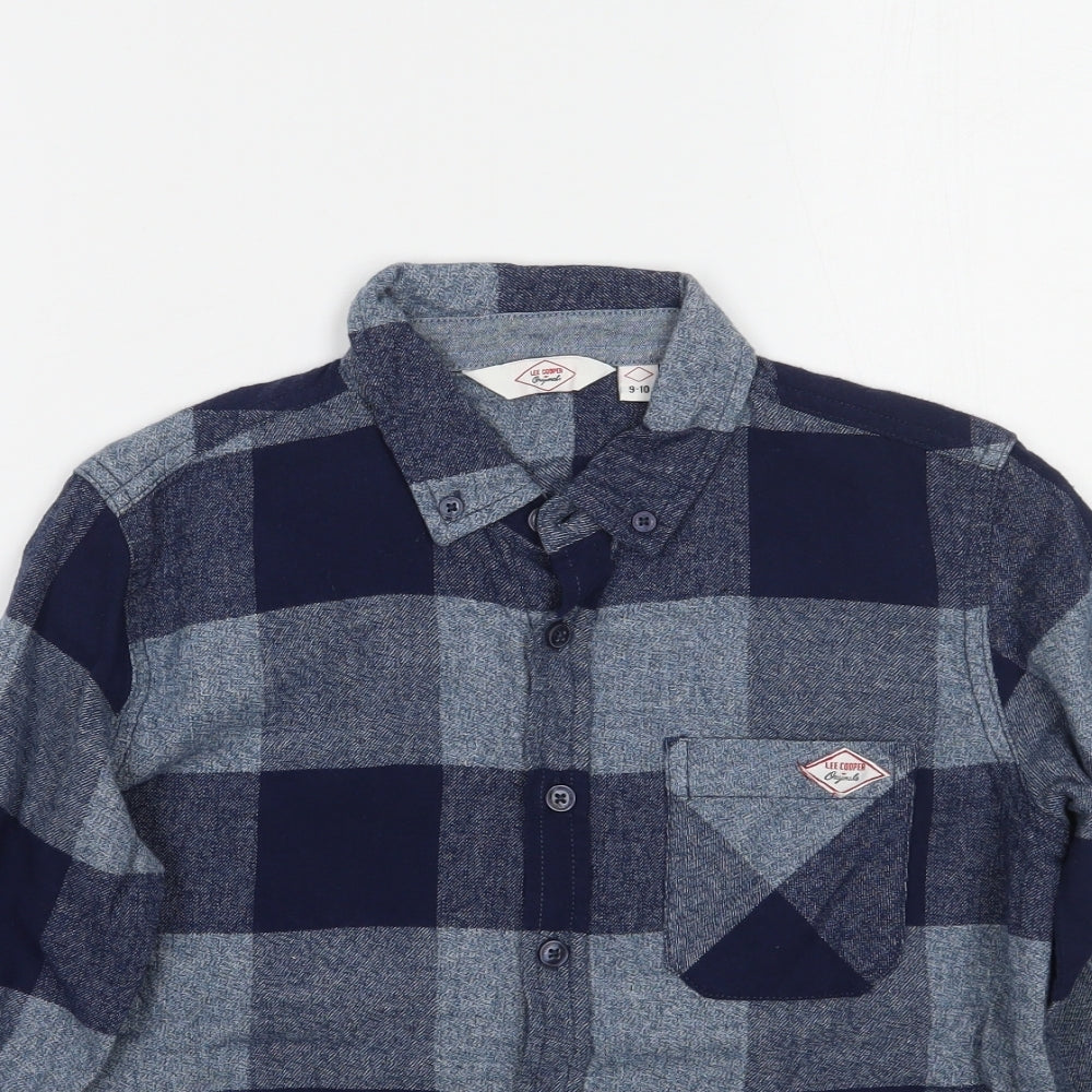 Lee Cooper Boys Blue Check  Basic Button-Up Size 9-10 Years