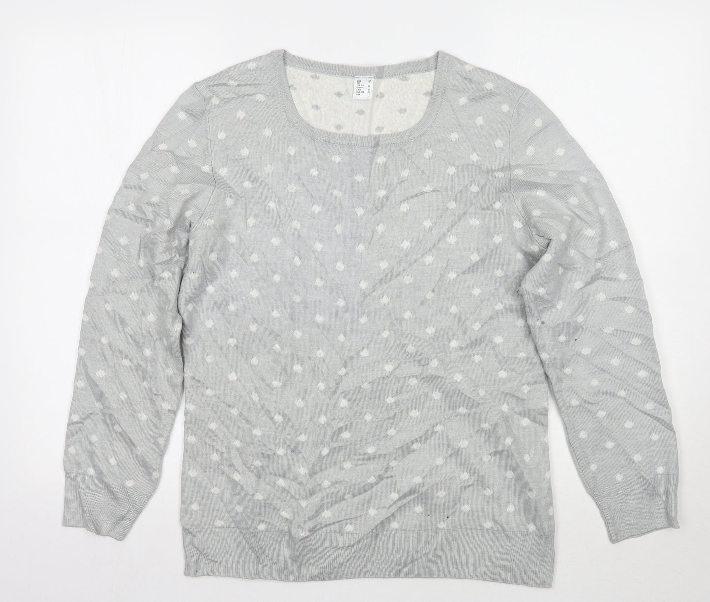 Preworn Womens Grey Polka Dot  Pullover Jumper Size 14