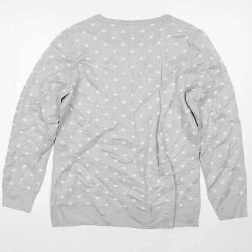 Preworn Womens Grey Polka Dot  Pullover Jumper Size 14