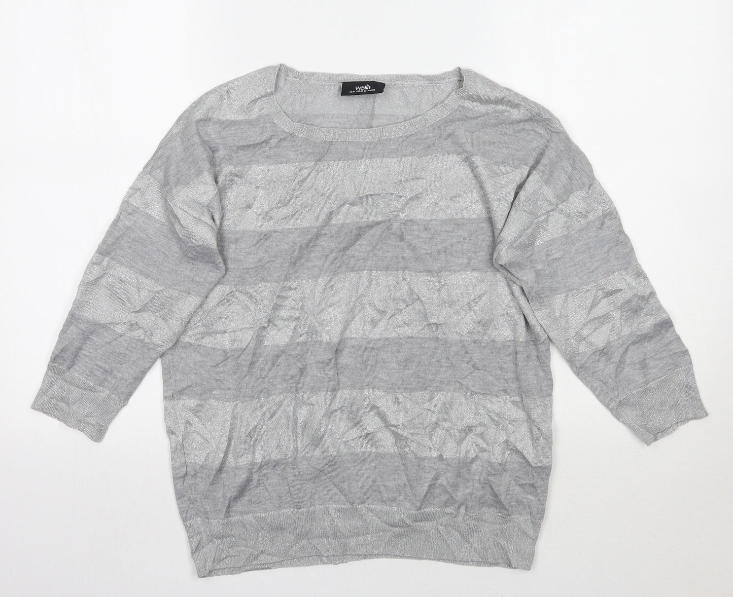 Wallis Womens Grey Striped  Pullover Jumper Size M