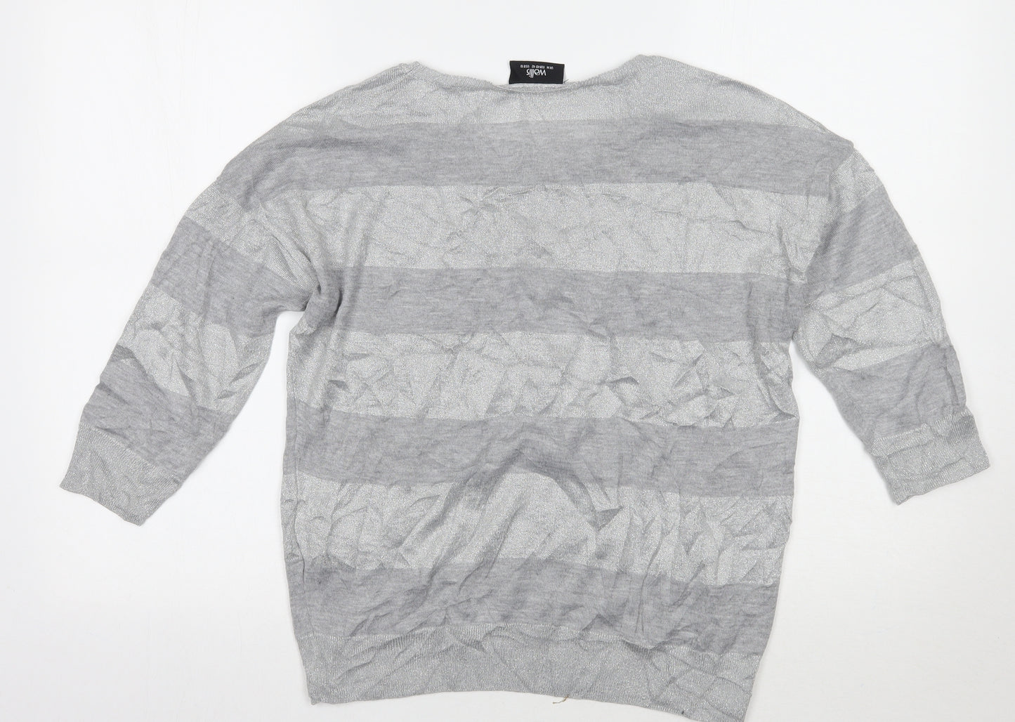 Wallis Womens Grey Striped  Pullover Jumper Size M