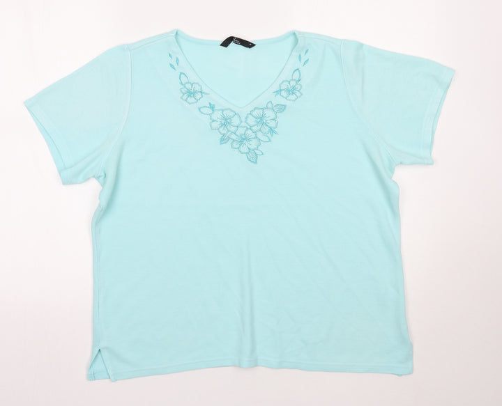 BM Womens Green Floral Basic T-Shirt Size M