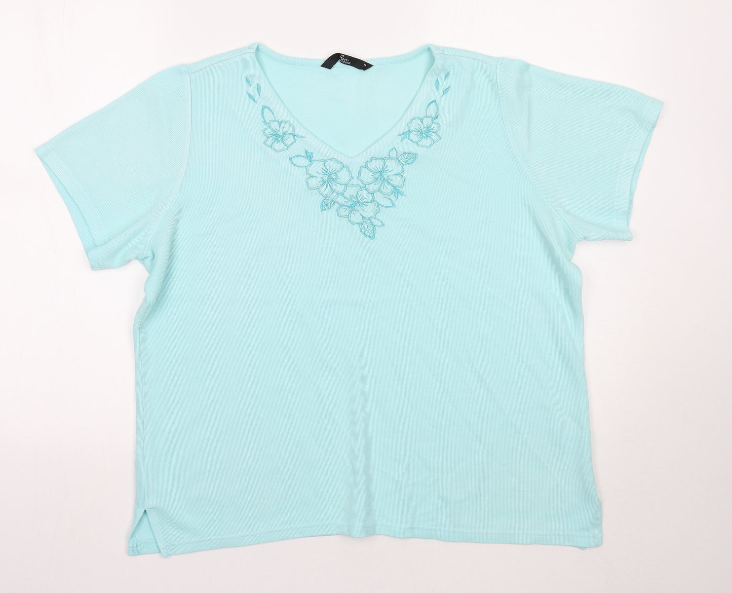 BM Womens Green Floral  Basic T-Shirt Size M