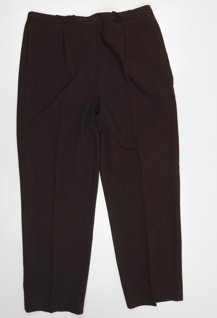 BM Womens Brown Striped Trousers Size 16 L30 in