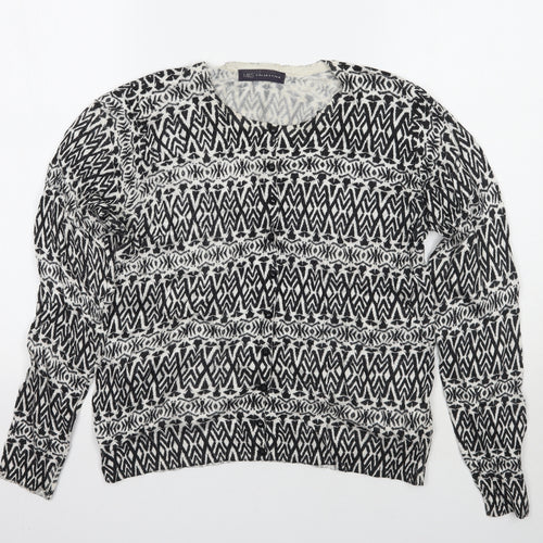 Marks and Spencer Womens White Animal Print  Cardigan Jumper Size 14