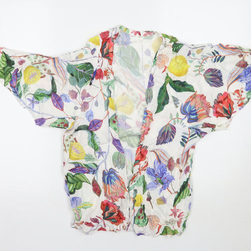 H&M Mens White Floral  Cardigan Jumper
