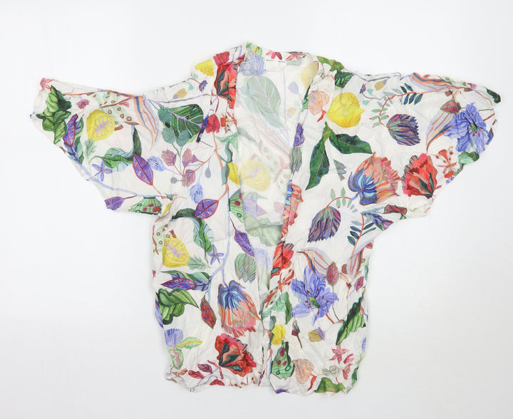H&M Mens White Floral Cardigan Jumper