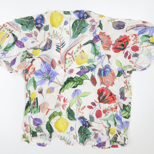 H&M Mens White Floral  Cardigan Jumper