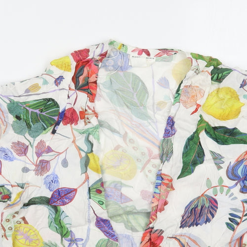H&M Mens White Floral  Cardigan Jumper