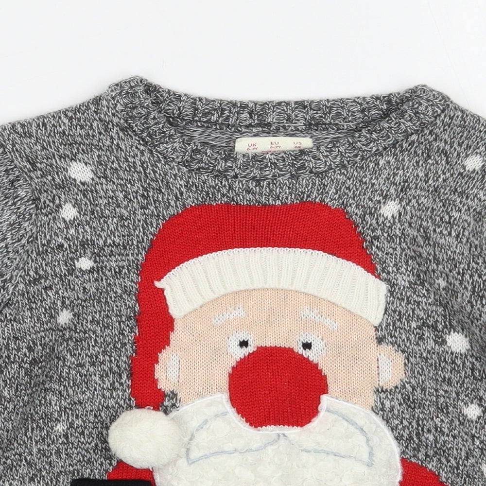 F&F Boys Grey   Pullover Jumper Size 6-7 Years  - Christmas