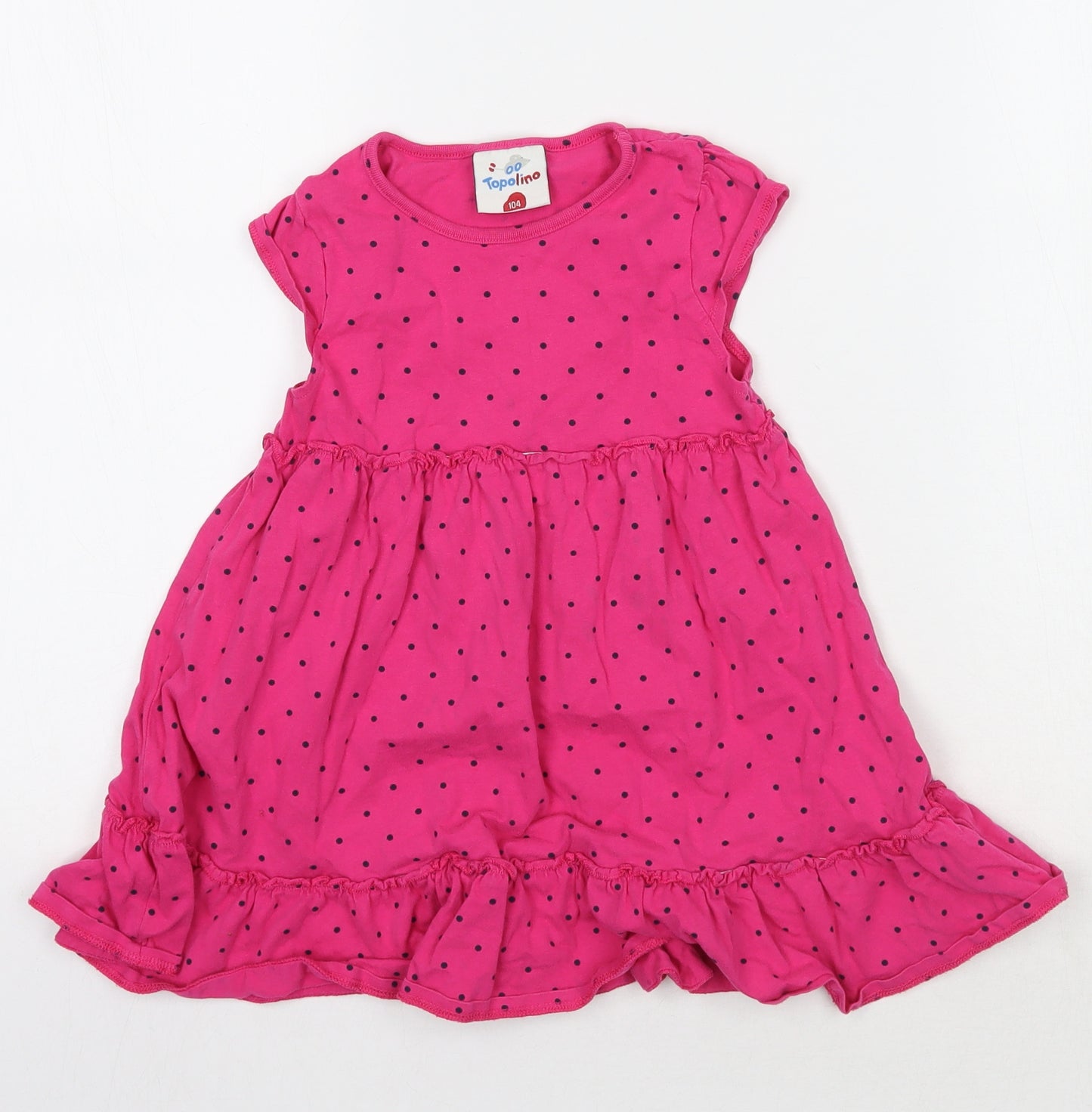 Topolino Girls Pink Polka Dot  A-Line  Size 4-5 Years