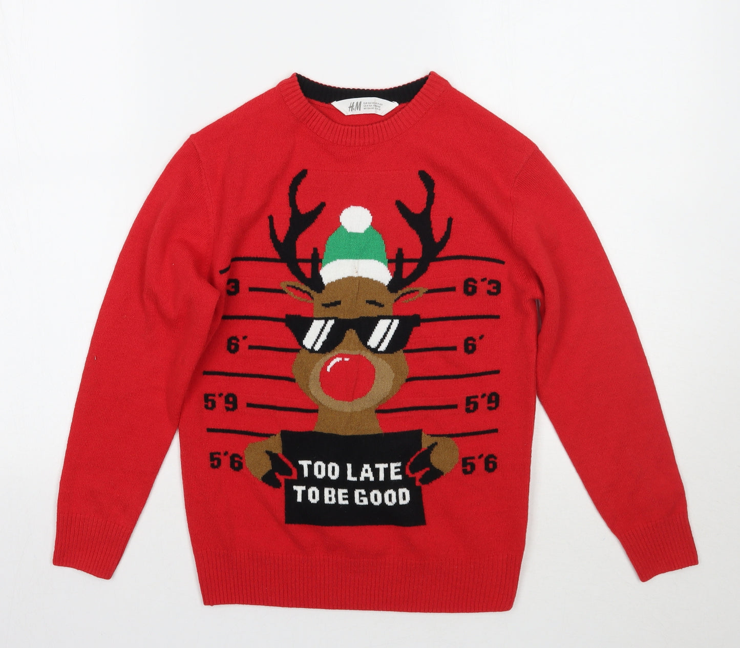 H&M Boys Red   Pullover Jumper Size 9 Years  - Christmas