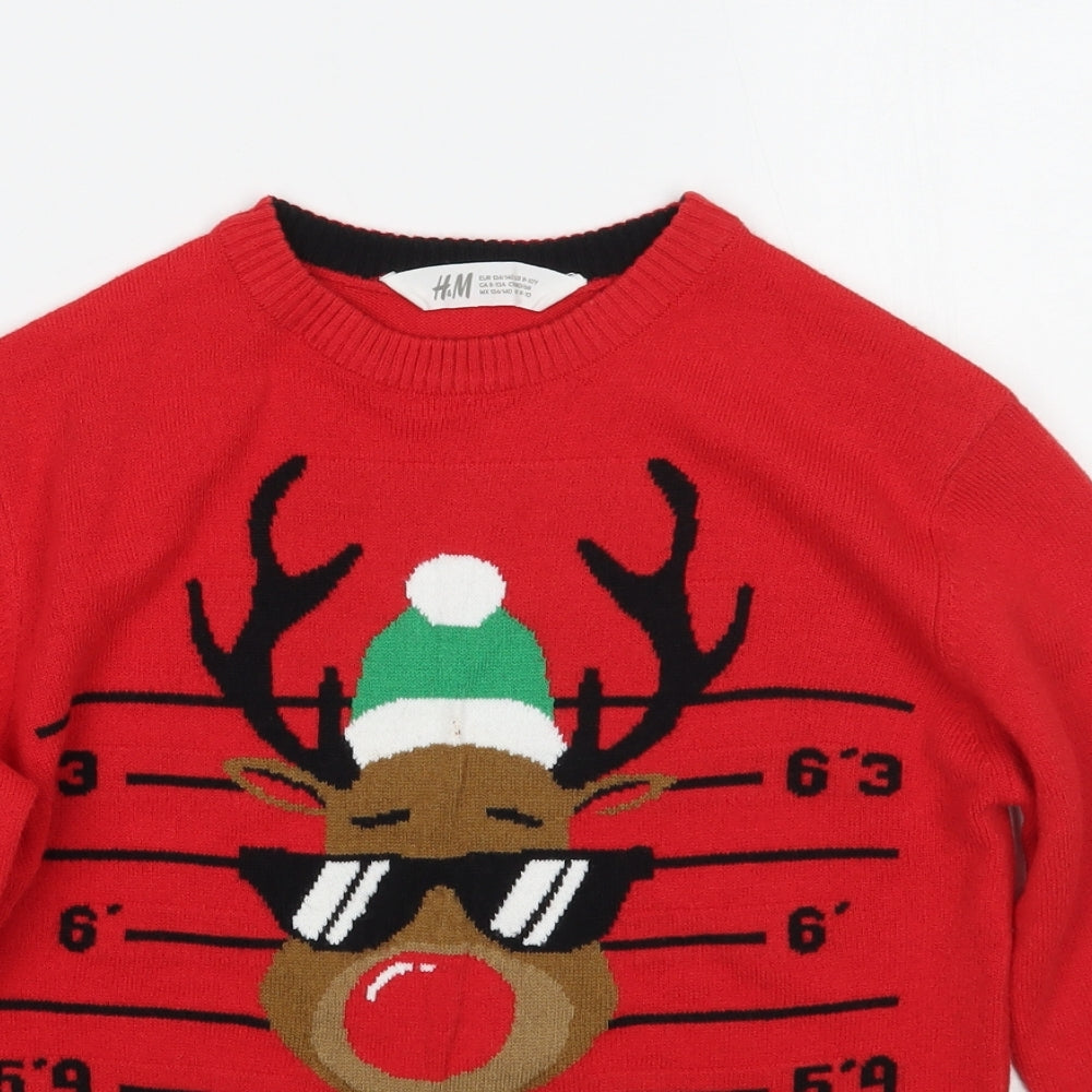 H&M Boys Red   Pullover Jumper Size 9 Years  - Christmas