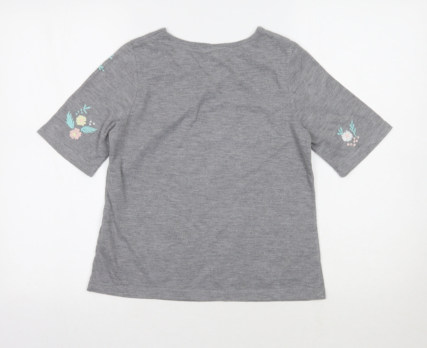 TU Girls Grey Floral  Basic T-Shirt Size 13 Years