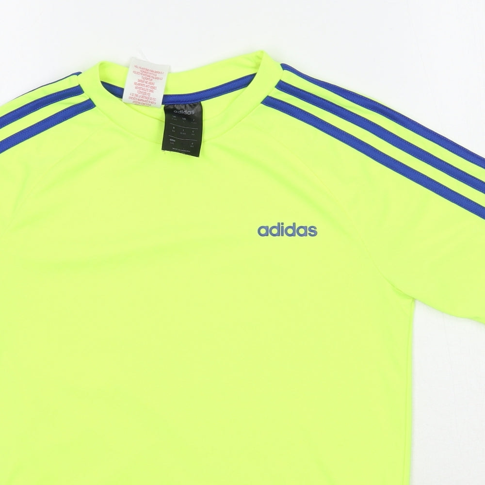 adidas Boys Green   Basic T-Shirt Size 13 Years