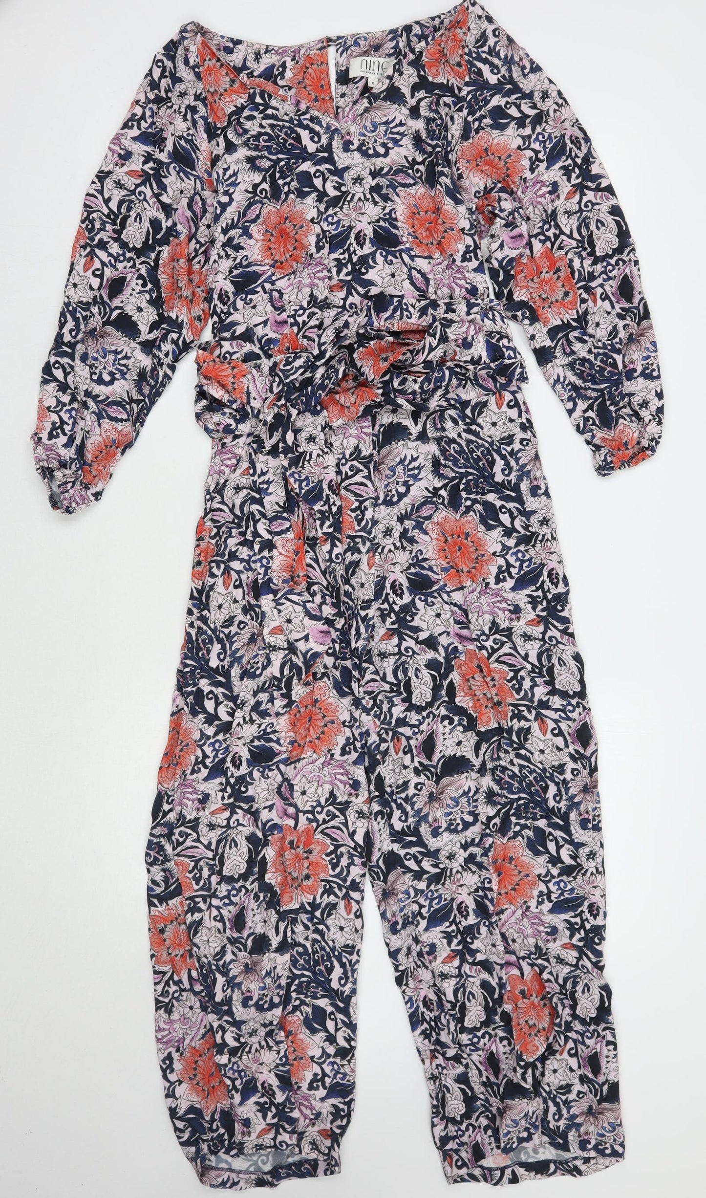 NINE Womens Blue Floral  Jumpsuit One-Piece Size 8