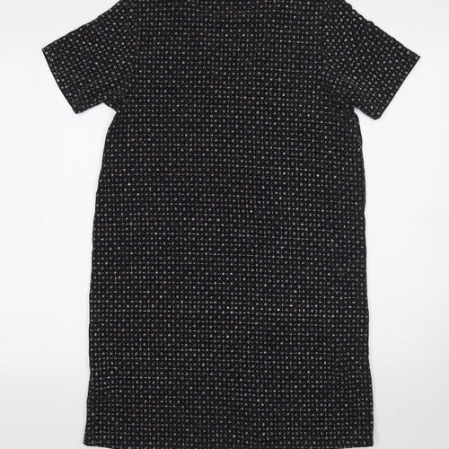 Oasis Womens Black Geometric Rayon A-Line  Size S