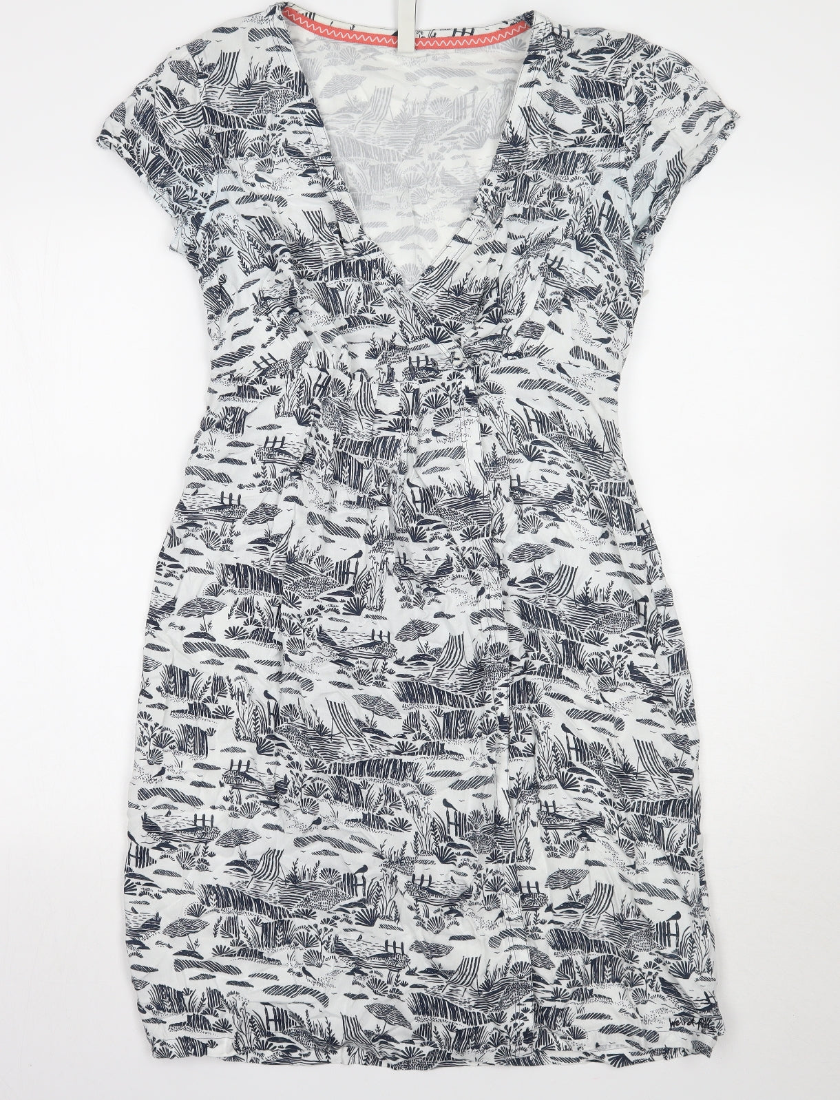 Weird Fish Womens White Geometric  A-Line  Size 10