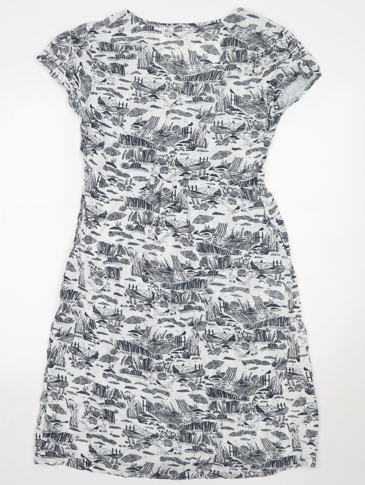 Weird Fish Womens White Geometric  A-Line  Size 10