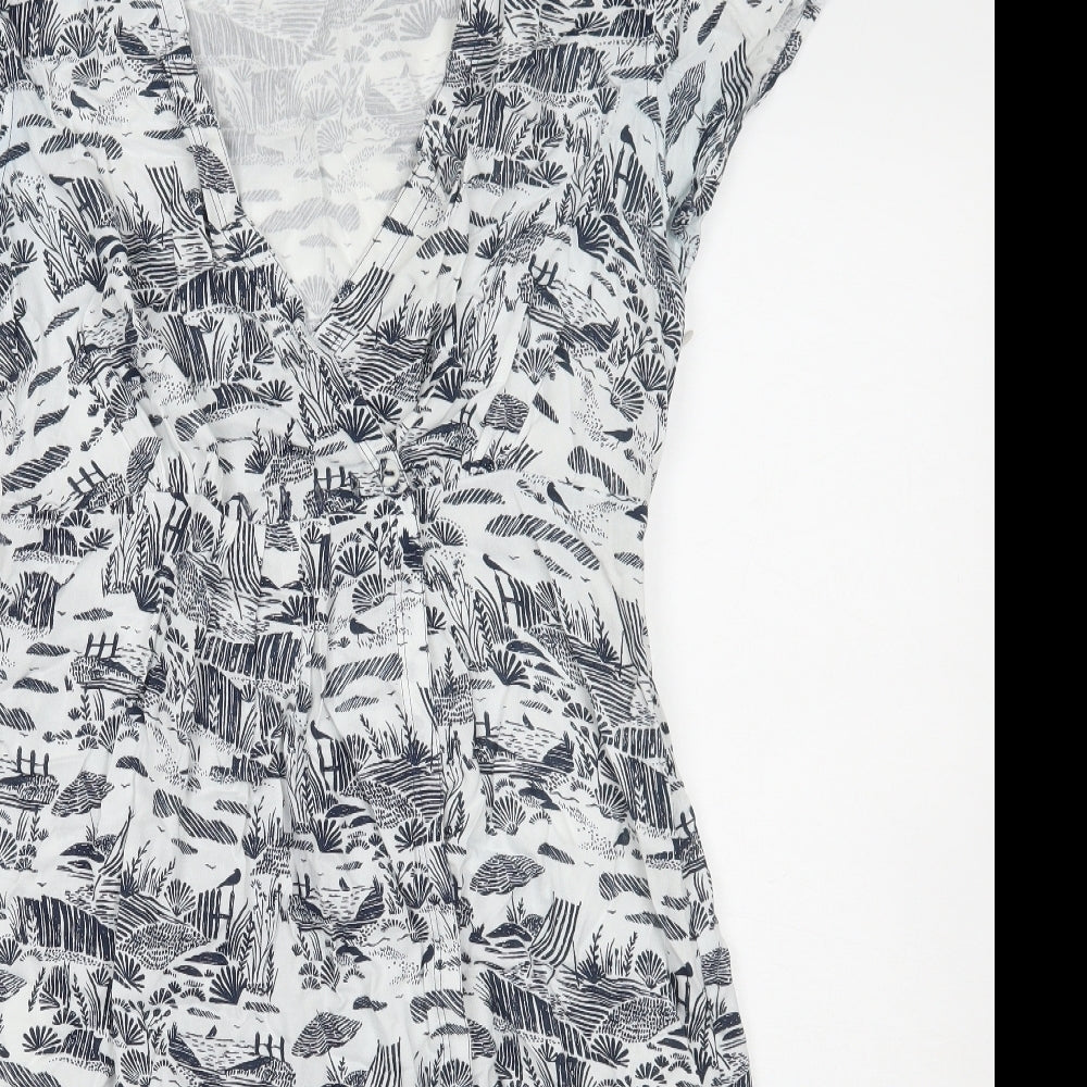 Weird Fish Womens White Geometric  A-Line  Size 10