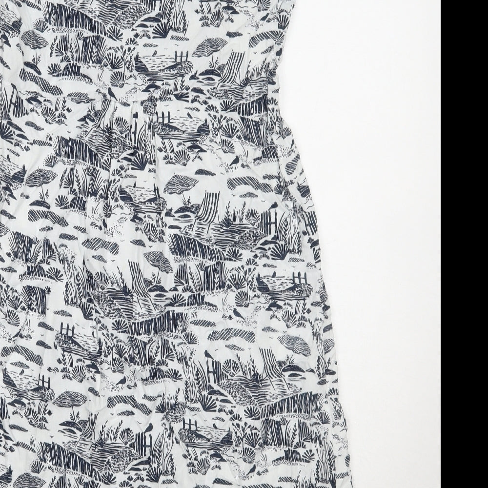 Weird Fish Womens White Geometric  A-Line  Size 10