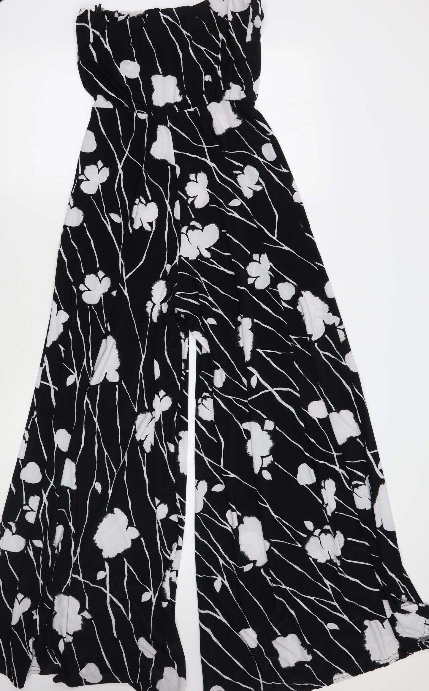 Zack Womens Black Floral  Jumpsuit One-Piece Size M