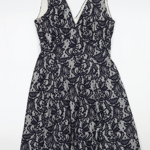 Wallis Womens Blue Floral  A-Line  Size 8