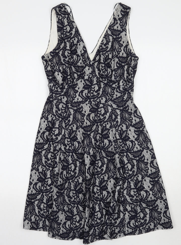 Wallis Womens Blue Floral A-Line Size 8