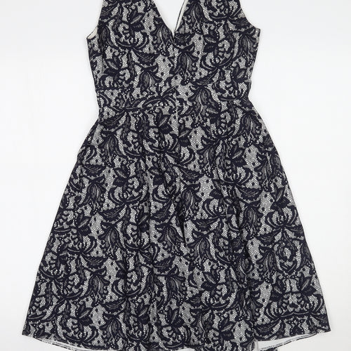 Wallis Womens Blue Floral  A-Line  Size 8