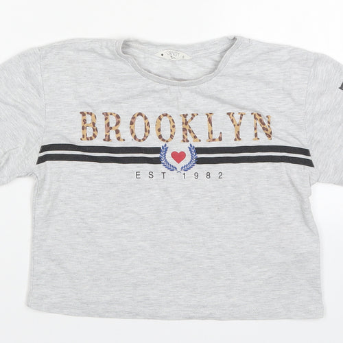 Matalan Girls Grey   Cropped T-Shirt Size 11 Years  - Brooklyn