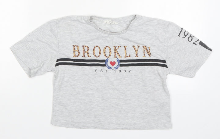 Matalan Girls Grey   Cropped T-Shirt Size 11 Years  - Brooklyn