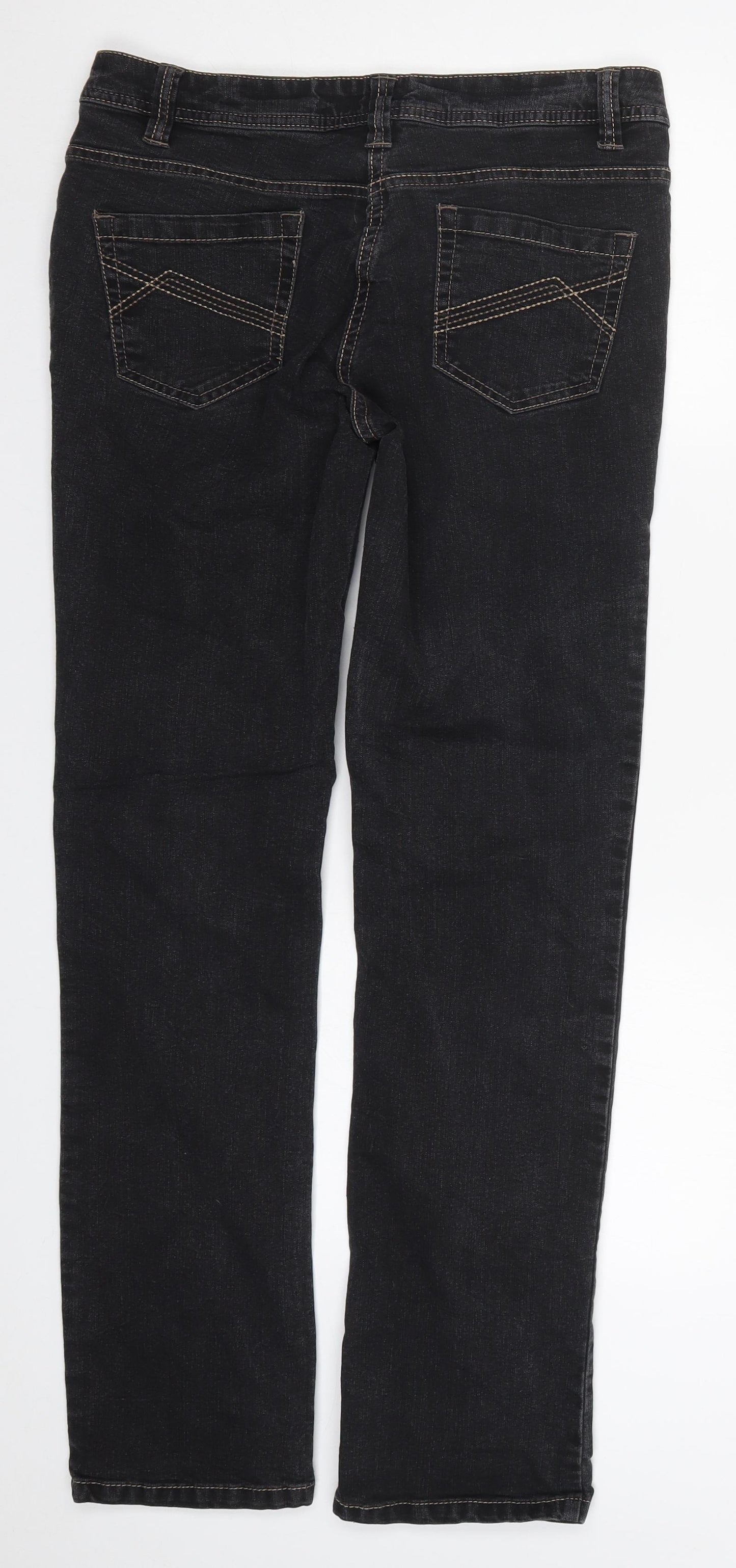 F&F Womens Black  Denim Straight Jeans Size 10 L30 in