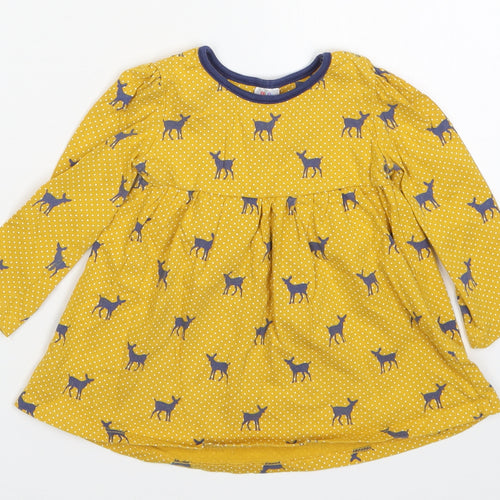 Mini Club Girls Yellow Polka Dot  Basic T-Shirt Size 9-12 Months  - Deer