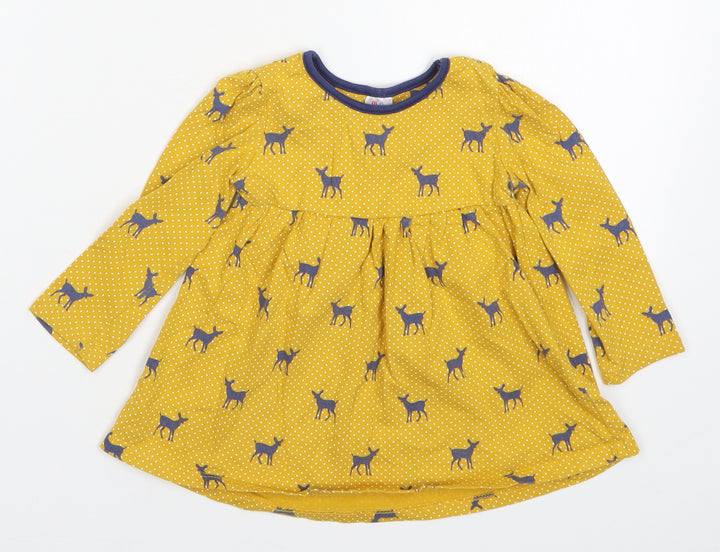 Mini Club Girls Yellow Polka Dot  Basic T-Shirt Size 9-12 Months  - Deer
