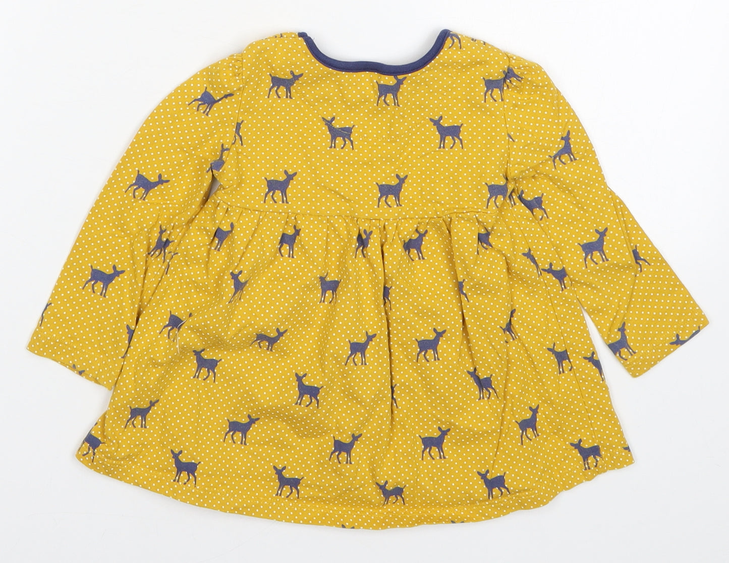 Mini Club Girls Yellow Polka Dot  Basic T-Shirt Size 9-12 Months  - Deer