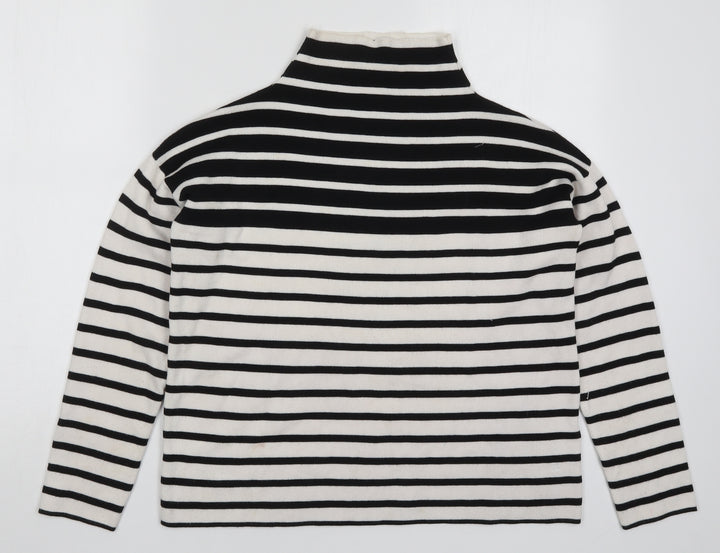 New Look Womens White Striped Knit Pullover Jumper Size S - Black and White