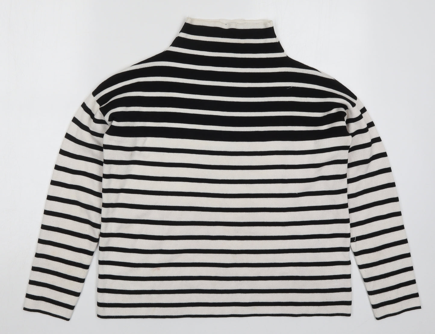New Look Womens White Striped Knit Pullover Jumper Size S  - Black and White
