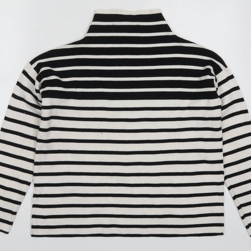 New Look Womens White Striped Knit Pullover Jumper Size S  - Black and White
