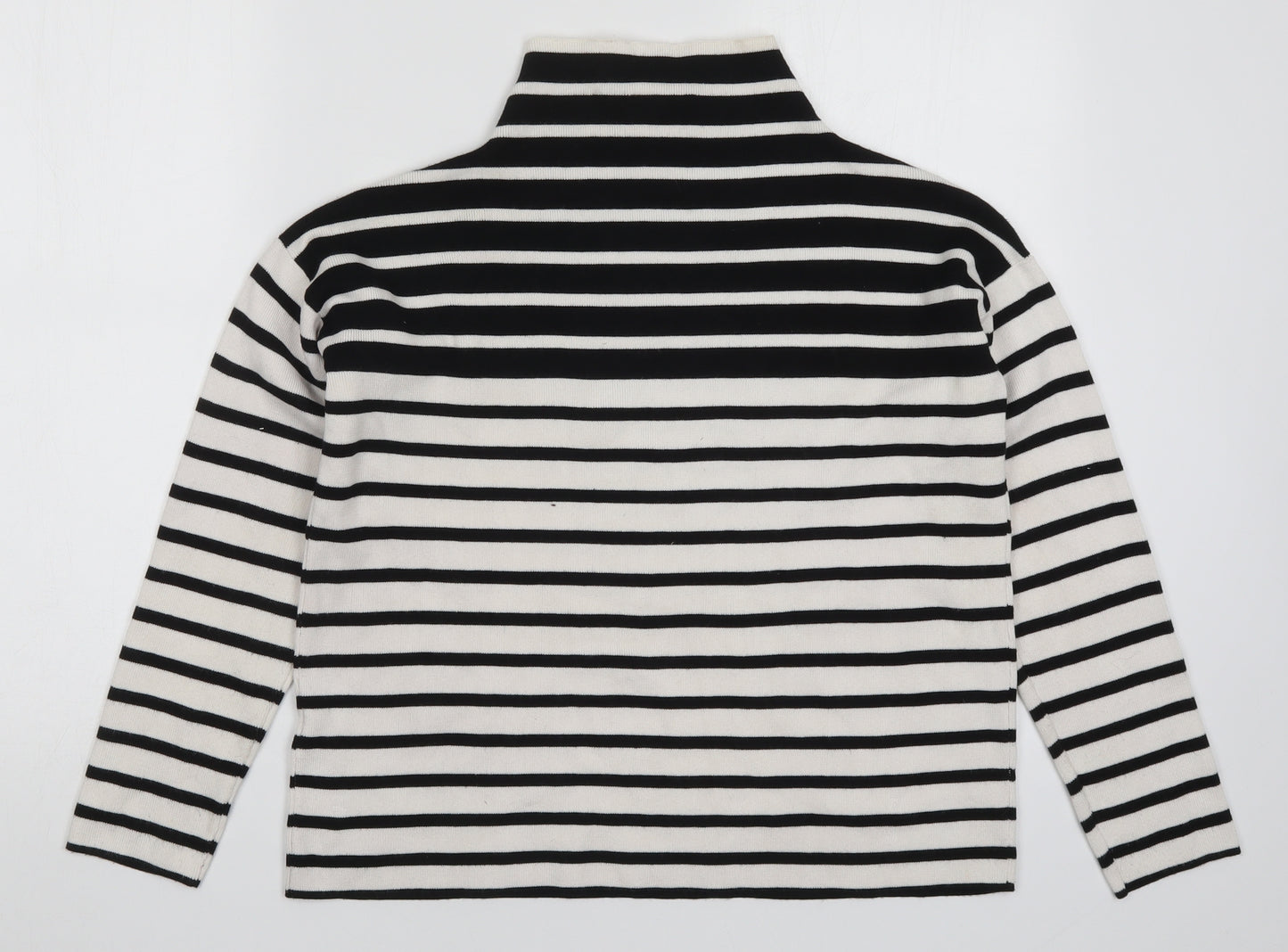 New Look Womens White Striped Knit Pullover Jumper Size S  - Black and White