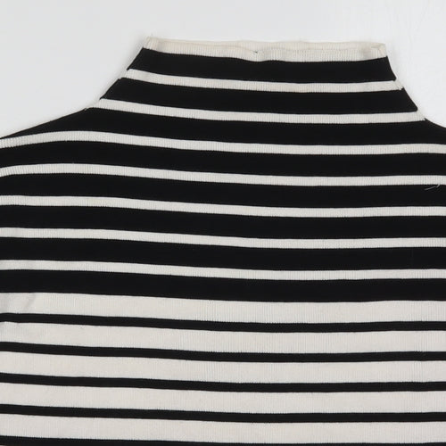 New Look Womens White Striped Knit Pullover Jumper Size S  - Black and White
