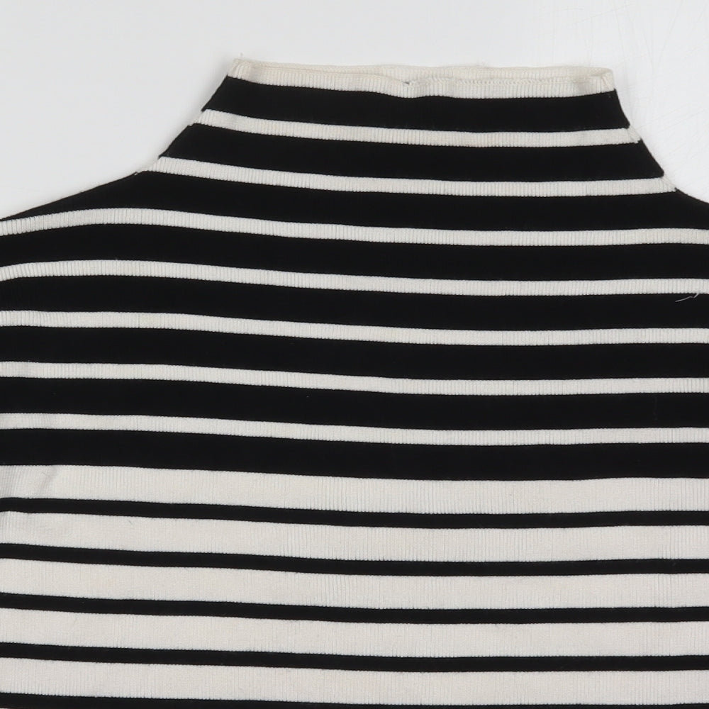 New Look Womens White Striped Knit Pullover Jumper Size S  - Black and White
