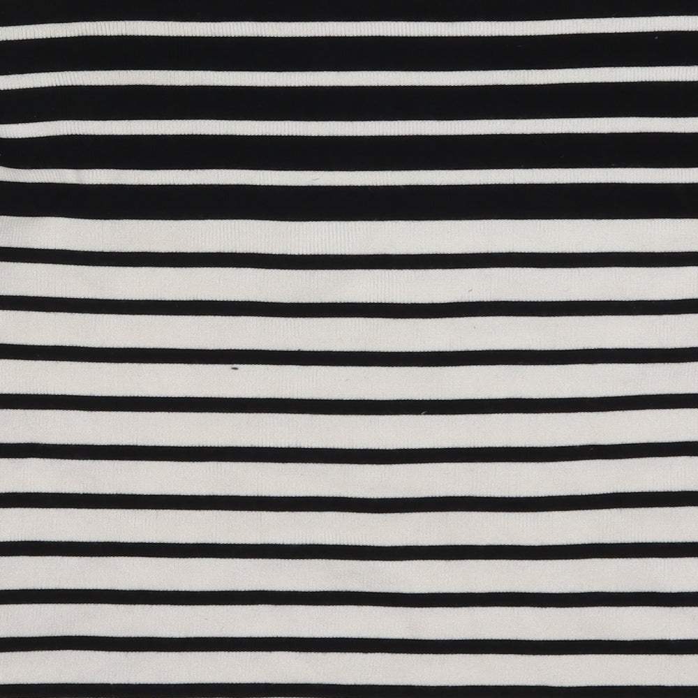 New Look Womens White Striped Knit Pullover Jumper Size S  - Black and White