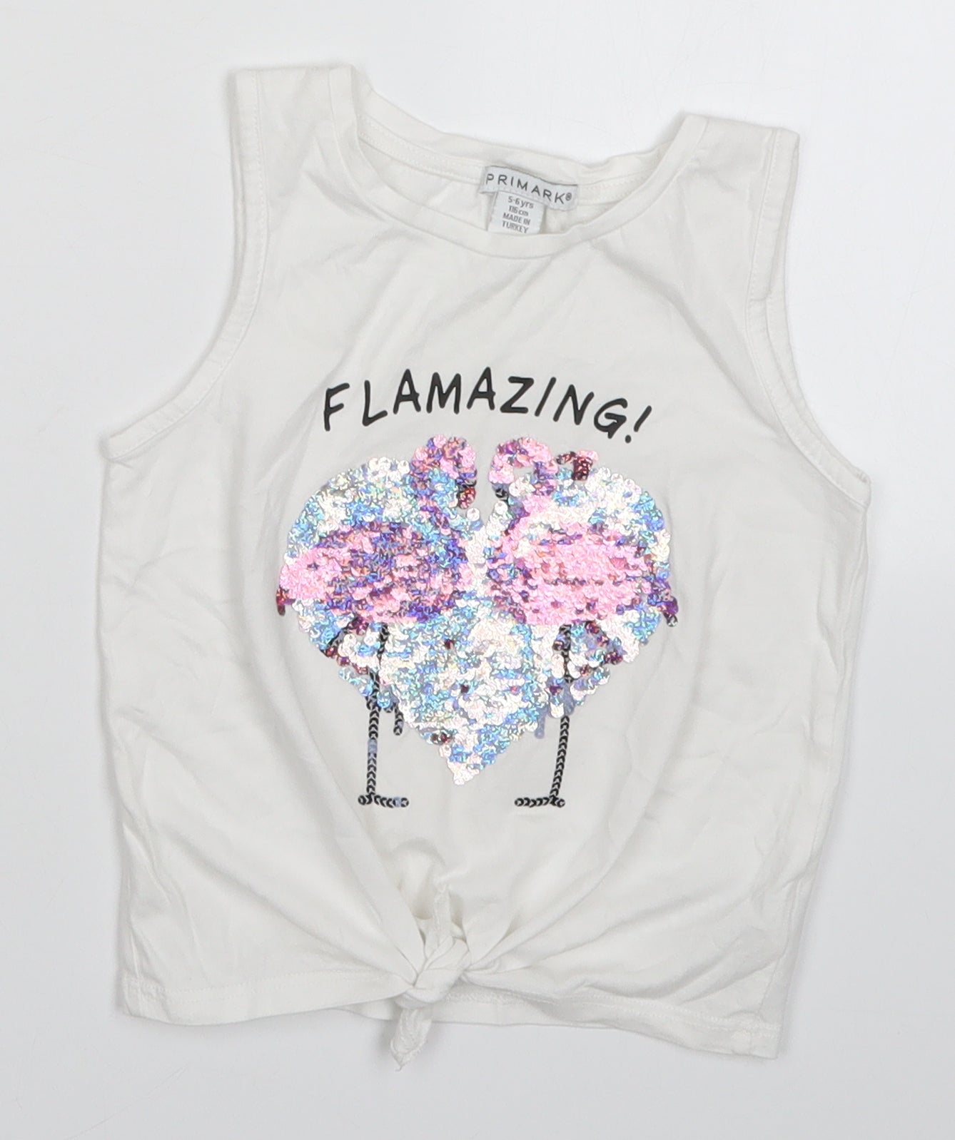 Primark Girls White   Basic Tank Size 5-6 Years  - Flamazing