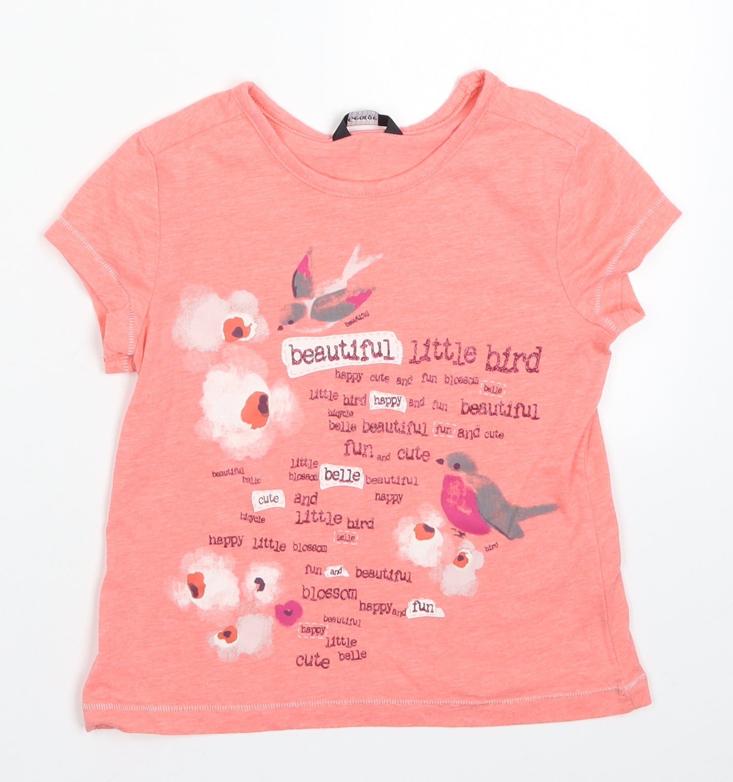 George Girls Pink   Basic T-Shirt Size 7-8 Years  - Beautiful Little Bird